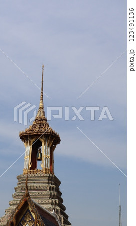 The bell tower is a structure located in Buddhist temples The bell tower is a structure located in Buddhist temples 123491136