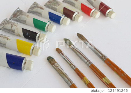 油絵の具 画材道具 木製パレット 絵の具　画材 絵筆　筆 123491246