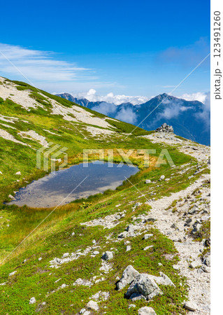 別山の硯ヶ池（日本一の高所池）　北アルプス剱岳登山　 123491260