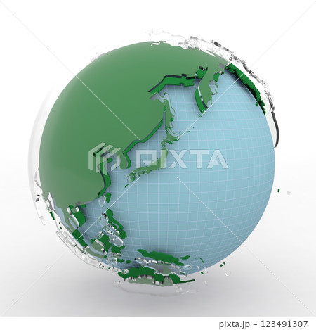 白い背景の地球儀(透明ガラスタイプ) 白い背景の地球儀(透明ガラスタイプ) 123491307