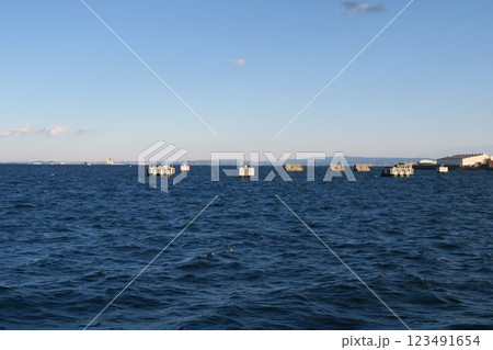 神奈川県横須賀市横須賀港の艦船消磁装置のある風景 123491654