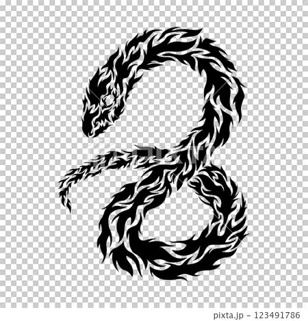 ヘビ　トライバル 123491786