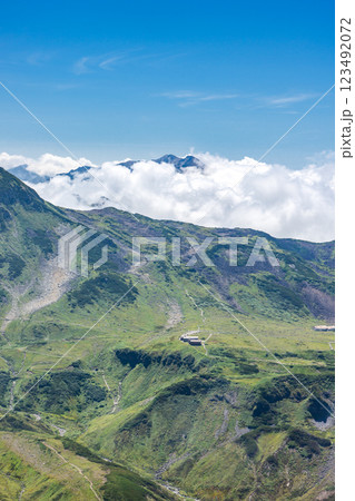 別山乗越から見る室堂平と雲海の薬師岳 北アルプス剱岳登山 別山乗越から見る室堂平と雲海の薬師岳 北アルプス剱岳登山 123492072