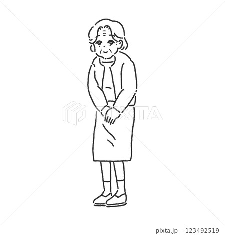 シニア女性　線画 123492519