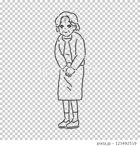 シニア女性　線画 123492519
