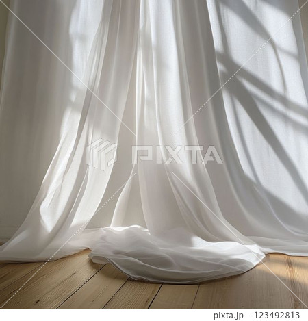 white curtain on the window 123492813