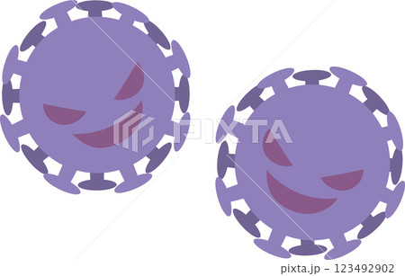 悪い顔をしたシンプルなウイルスのイラスト 123492902