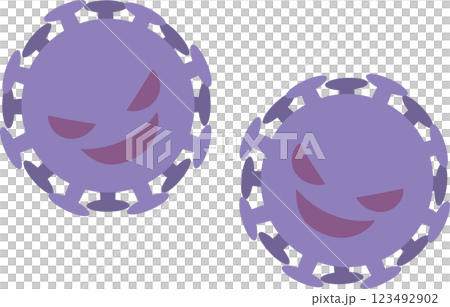 悪い顔をしたシンプルなウイルスのイラスト 123492902