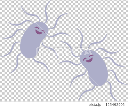 悪い顔をした細菌のシンプルなイラスト 123492903