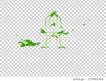Chair painted with green leaves | Ecology Art Series 123492908