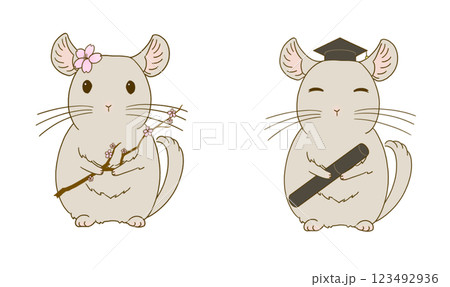 春のチンチライラストセット(ベージュ) 春のチンチライラストセット(ベージュ) 123492936