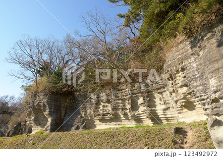 お猿畠の大切岸は石切り場の跡地／逗子 123492972