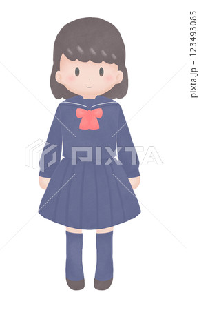 紺色の制服を着た女の子 紺色の制服を着た女の子 123493085
