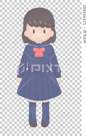 紺色の制服を着た女の子 紺色の制服を着た女の子 123493085