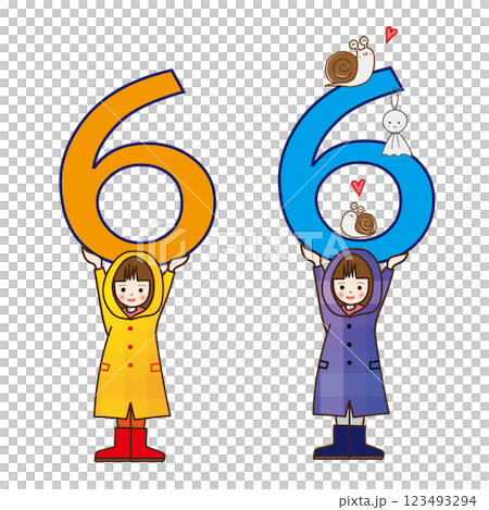 June material: A girl lifting the number 6 123493294
