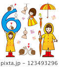 6月素材 6月素材と少女のセット 123493296