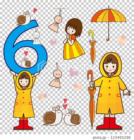 6月素材 6月素材と少女のセット 123493296