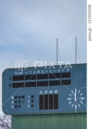 野球場のスコアボード 123493506