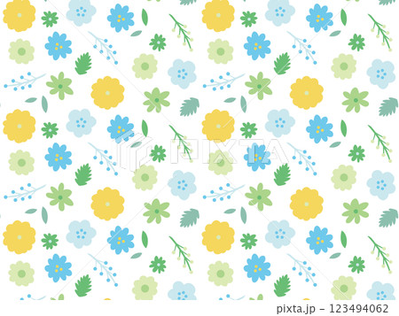 青と黄色のお花のパターンイラスト 青と黄色のお花のパターンイラスト 123494062