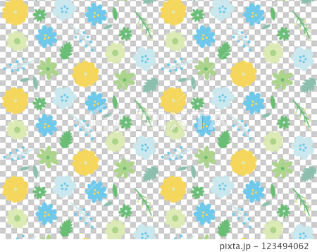 青と黄色のお花のパターンイラスト 青と黄色のお花のパターンイラスト 123494062