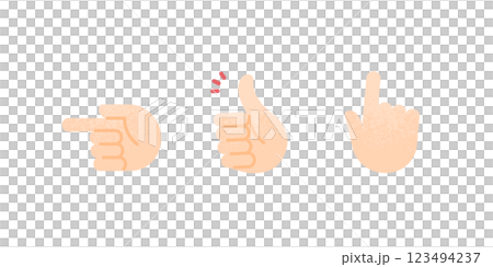 指差しや高評価をイメージしたジェスチャー。シンプルでかわいいハンドサインのベクターデザイン。 指差しや高評価をイメージしたジェスチャー。シンプルでかわいいハンドサインのベクターデザイン。 123494237
