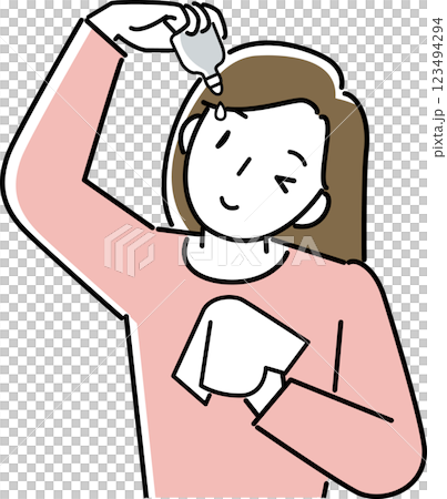 Upper body of a woman applying eye drops Upper body of a woman applying eye drops 123494294