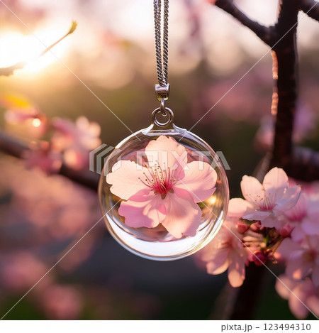 桜のガラスペンダント – 儚く美しいジュエリー 桜のガラスペンダント – 儚く美しいジュエリー 123494310