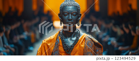 仏像と群衆 123494529