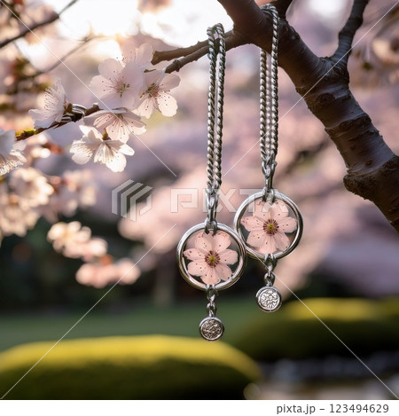 桜のチャームブレスレット – 儚さを感じるシルバージュエリー 123494629