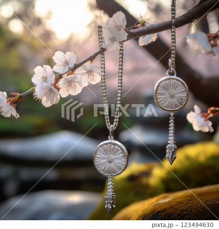 桜のチャームブレスレット – 儚さを感じるシルバージュエリー 123494630