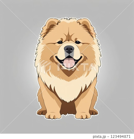 舌を出して喜ぶチャウチャウ 123494871