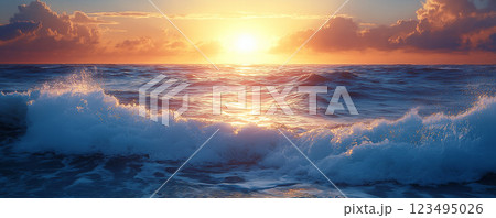 夕日と海 123495026
