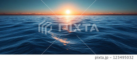 夕日と海 123495032
