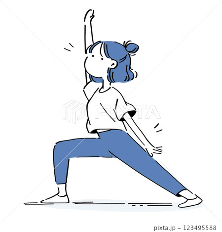 ヨガのポーズのイラスト　戦闘をやめた戦士のポーズ 123495588