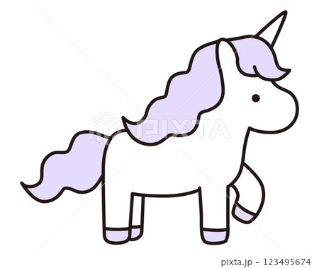 かわいいユニコーンのベクターイラスト。馬、動物、ドリーミー、線 かわいいユニコーンのベクターイラスト。馬、動物、ドリーミー、線 123495674