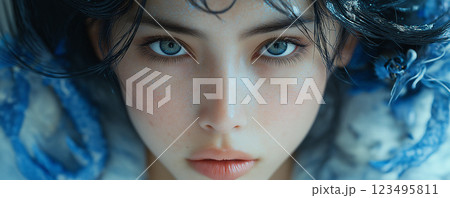 龍の甲冑を着た女性 123495811