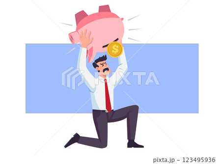 Flat illustration of a businessman who has no more investment money. 123495936