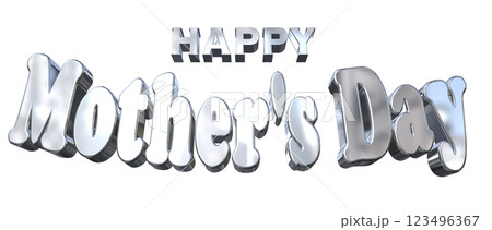 3DCG文字「Happy Mother's Day」シルバー,銀 123496367