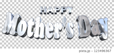 3DCG文字「Happy Mother's Day」シルバー,銀 123496367