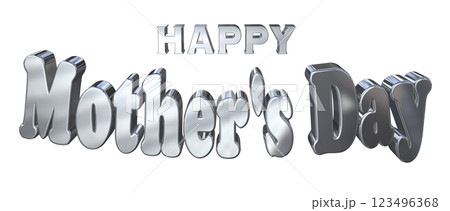 3DCG文字「Happy Mother's Day」シルバー,銀 123496368