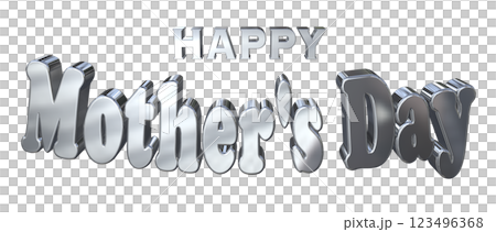 3DCG文字「Happy Mother's Day」シルバー,銀 123496368