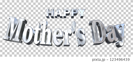 3DCG文字「Happy Mother's Day」シルバー,銀 123496439
