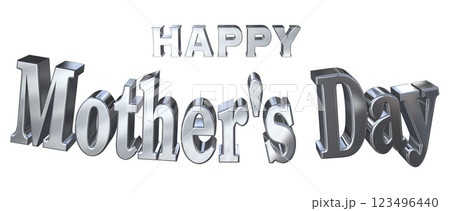 3DCG文字「Happy Mother's Day」シルバー,銀 123496440