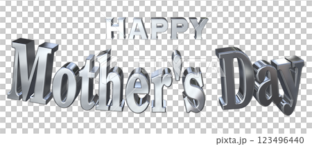 3DCG文字「Happy Mother's Day」シルバー,銀 123496440