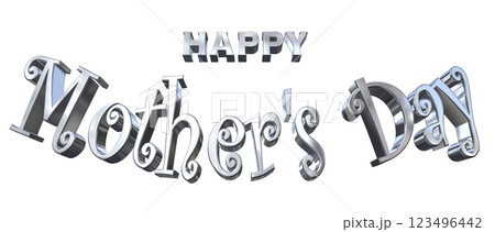 3DCG文字「Happy Mother's Day」シルバー,銀 3DCG文字「Happy Mother's Day」シルバー,銀 123496442