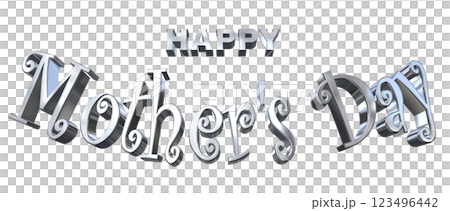 3DCG文字「Happy Mother's Day」シルバー,銀 3DCG文字「Happy Mother's Day」シルバー,銀 123496442