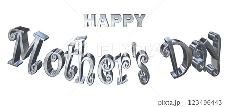 3DCG文字「Happy Mother's Day」シルバー,銀 123496443