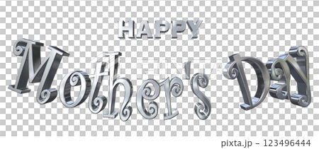 3DCG文字「Happy Mother's Day」シルバー,銀 123496444
