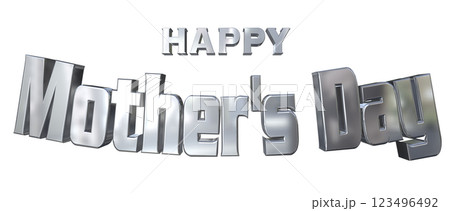 3DCG文字「Happy Mother's Day」シルバー,銀 123496492