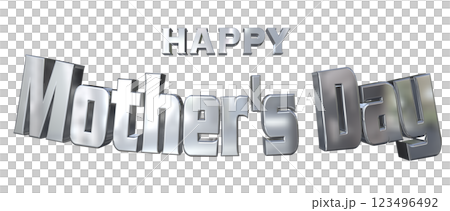 3DCG文字「Happy Mother's Day」シルバー,銀 123496492